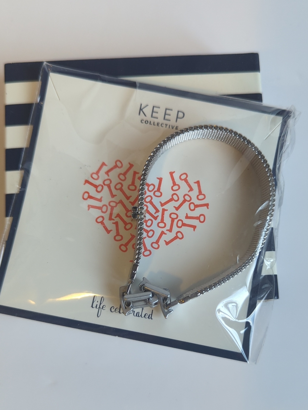 KEEP Collective Kids Silver Mesh Bracelet with Hook Charm